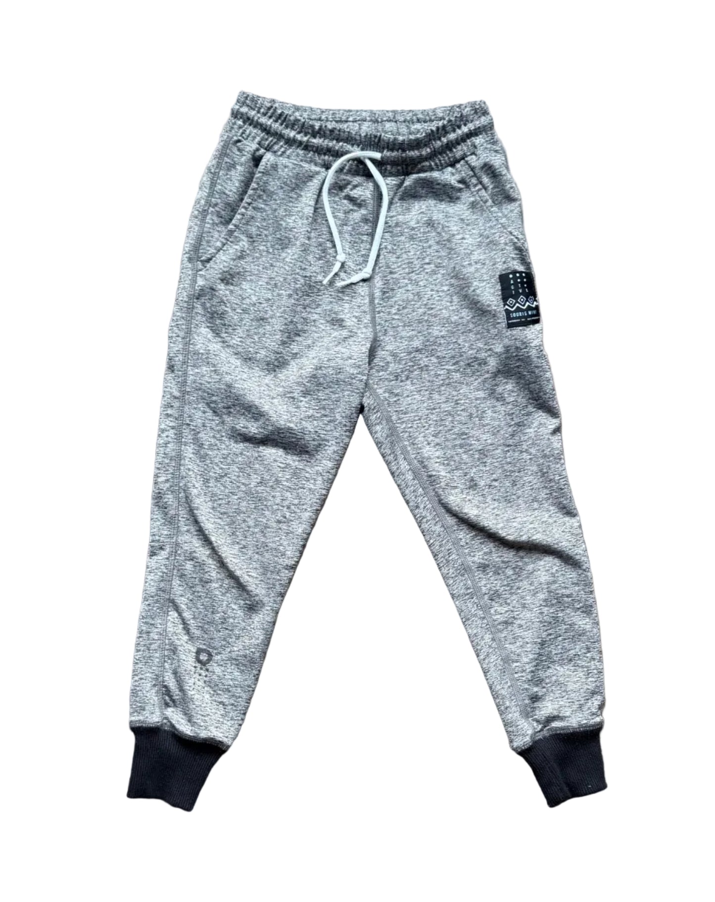 Jogging Souris Mini 4 ans gris, taille élastique à cordon, poches et chevilles côtelées