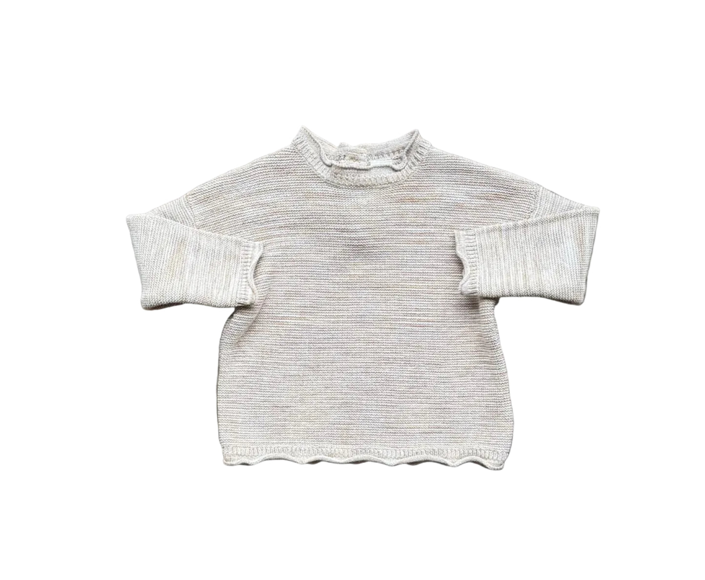 Chandail H&M bébé beige en maille, manches longues, col et poignets côtelés