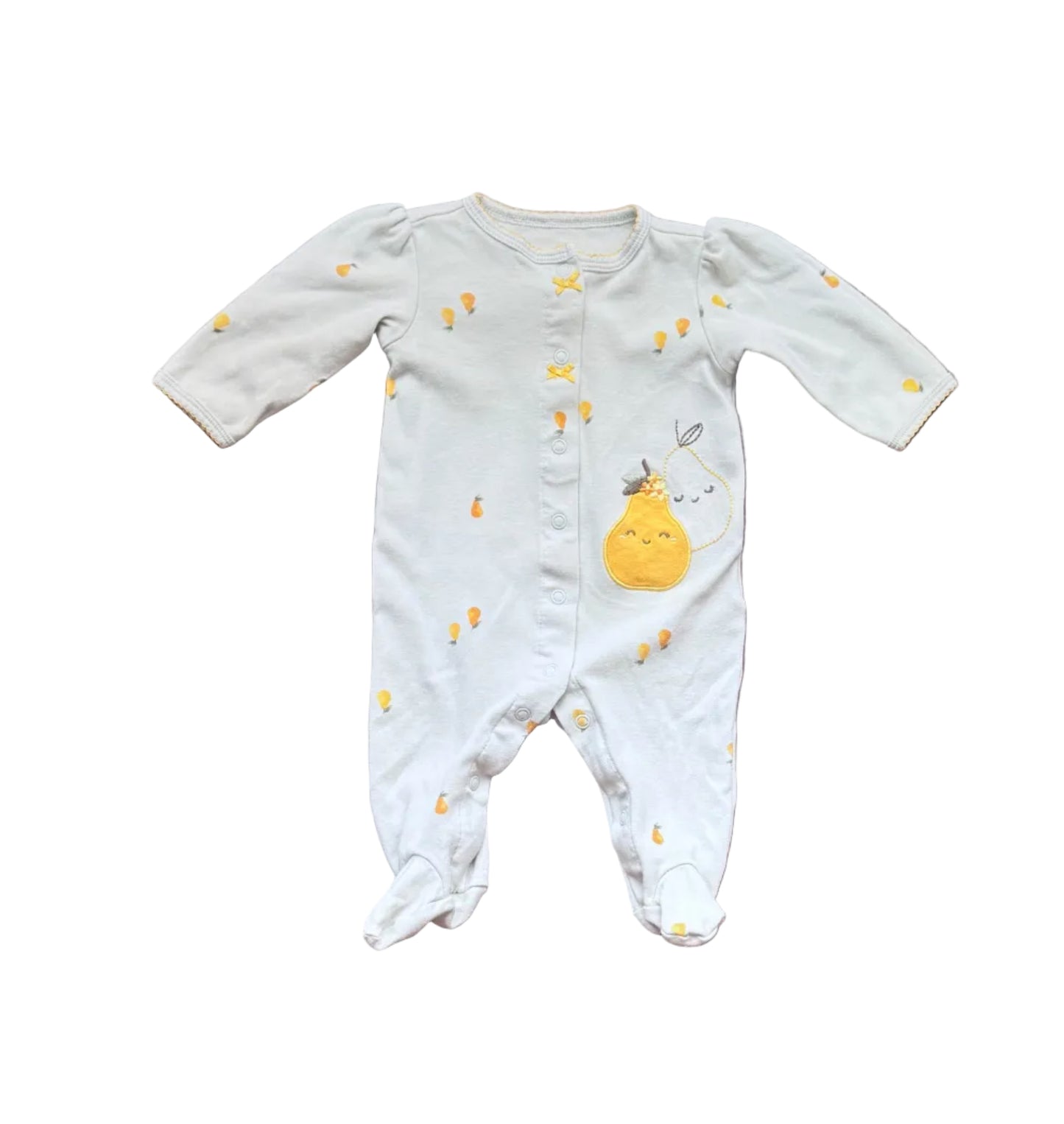 Pyjama bébé Carter’s 3 mois blanc à imprimé fruits jaunes, fermeture pression