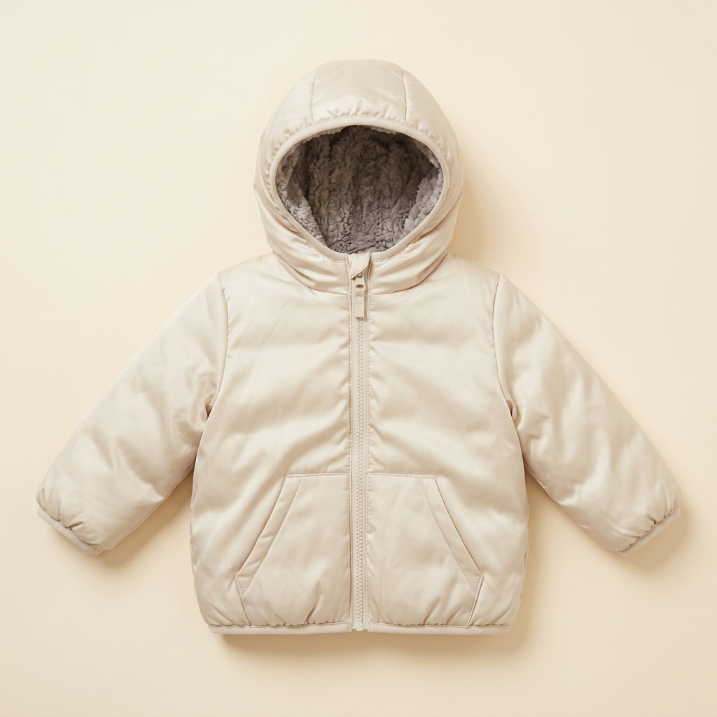Veste garçon GAP réversible beige, capuche doublée et fermeture zippée