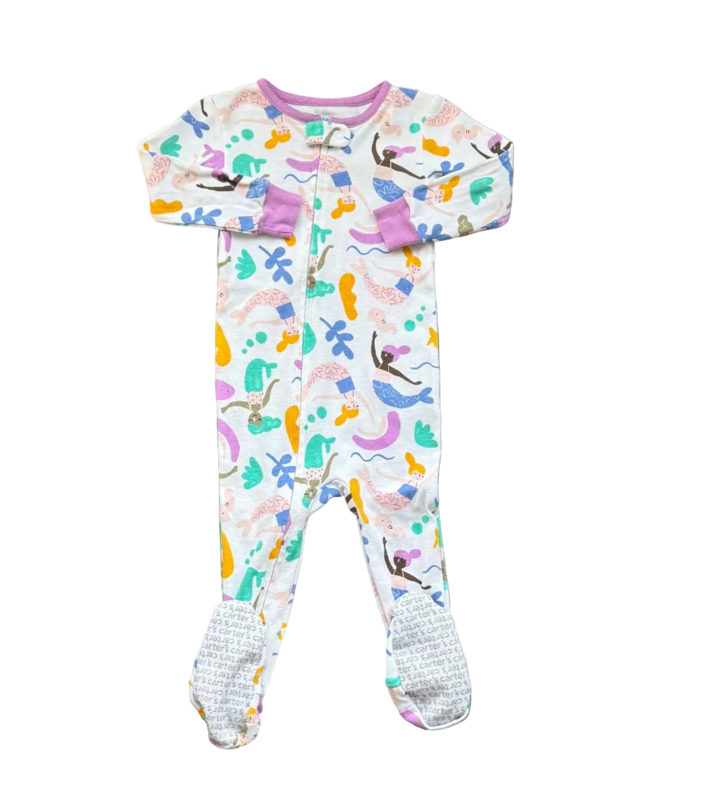 Pyjama une-pièce blanc à motifs de dinosaures, manches longues, pieds, 18 mois