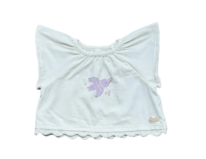 T-shirt bébé 0-3 mois, couleur claire, motif souris violette, encolure ronde