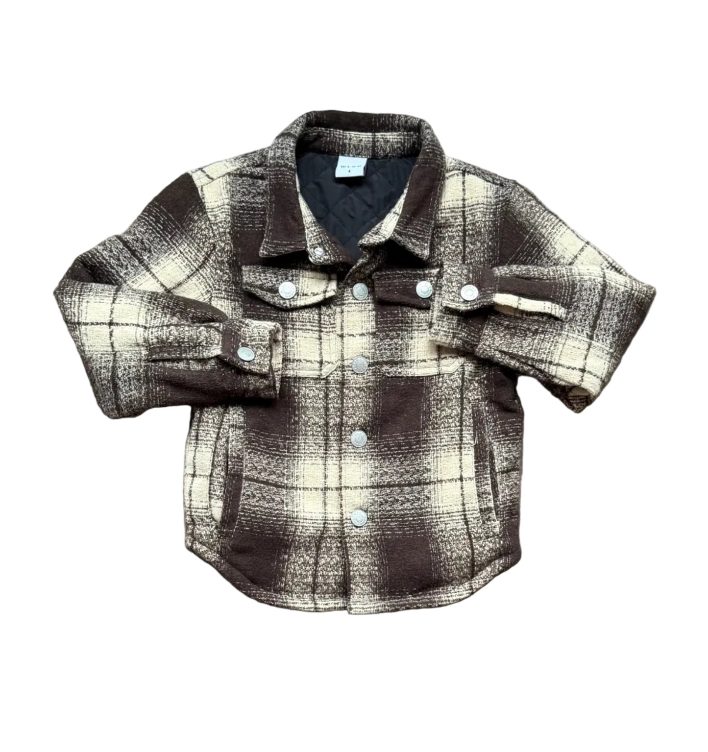 Manteau enfant WLKN à carreaux, col chemise et boutonnage, manches longues