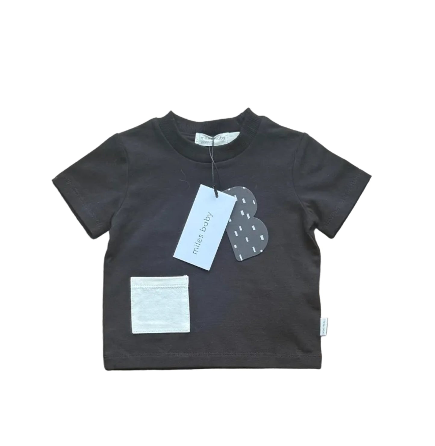 T-shirt bébé Miles the Label noir, col rond, manches courtes, imprimé graphique