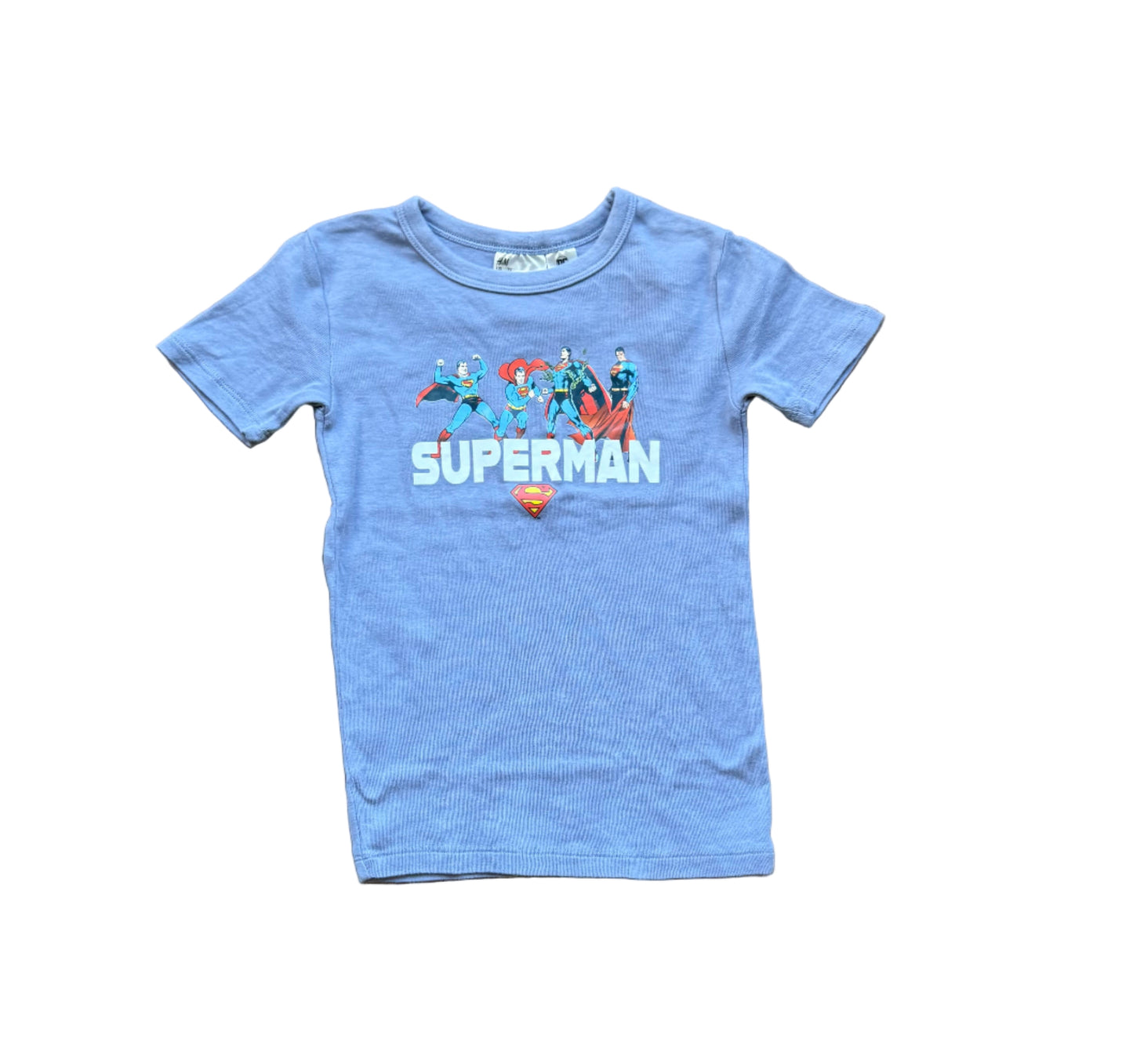 T-shirt bleu glacier DC Comics, imprimé Superman, col rond manches courtes, 7 ans