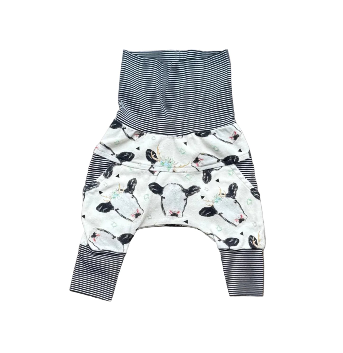 Legging évolutif 0-6 mois à taille chevauchant, rayé et imprimé animaux