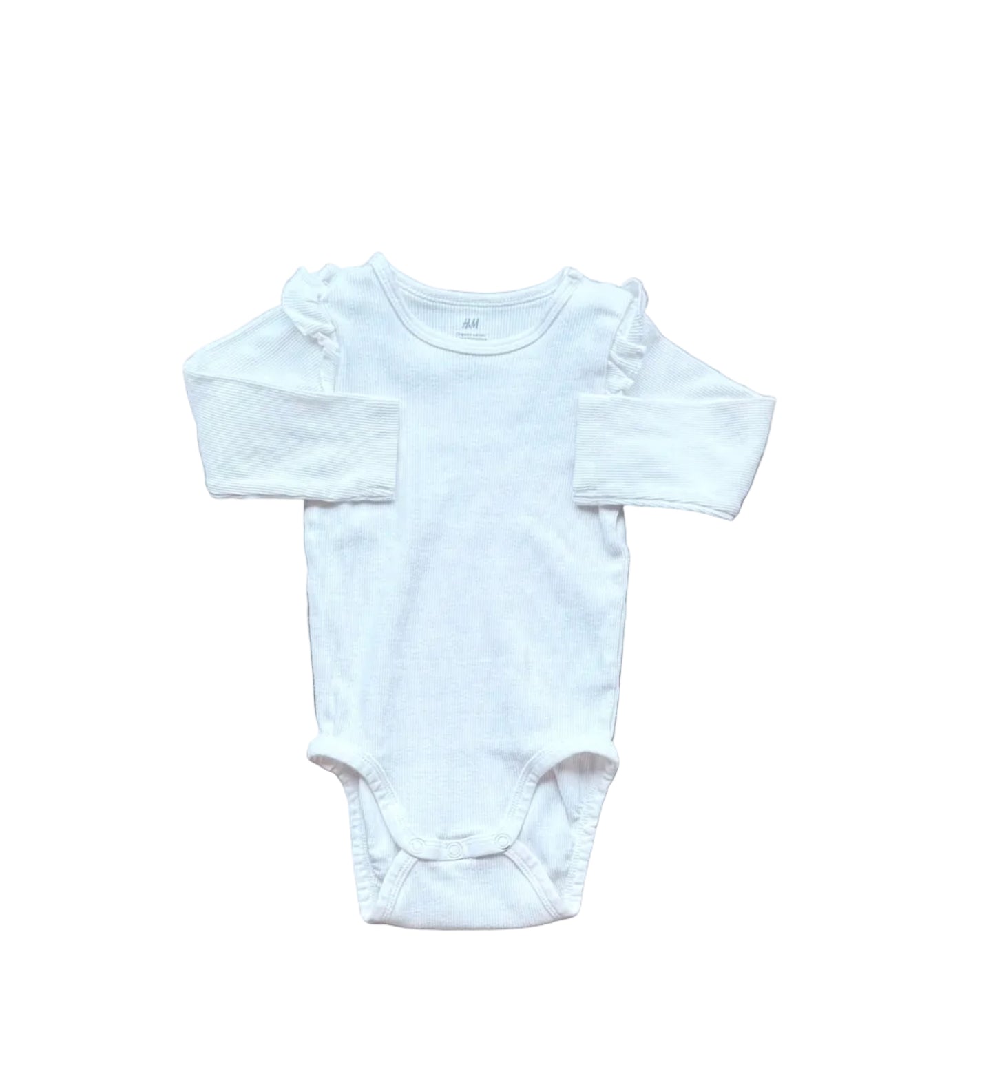 Body bébé H&M blanc à manches longues, 6-9 mois, avec ouverture pression