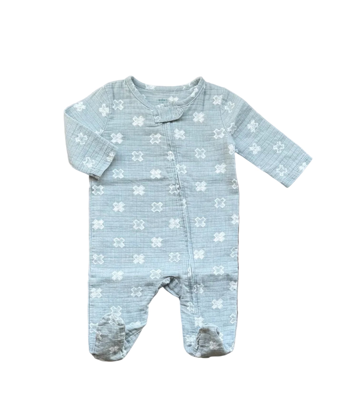 Pyjama bleu glacier 0-3 mois à manches longues, imprimé motifs étoiles blanches