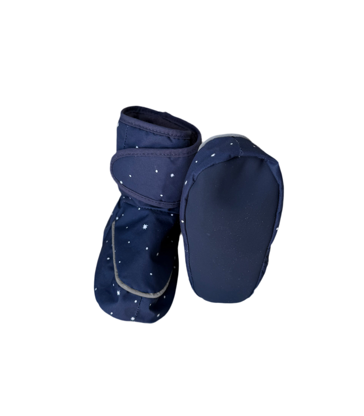 Bottines H&M bleues motif étoiles, vue arrière avec rabat et scratch