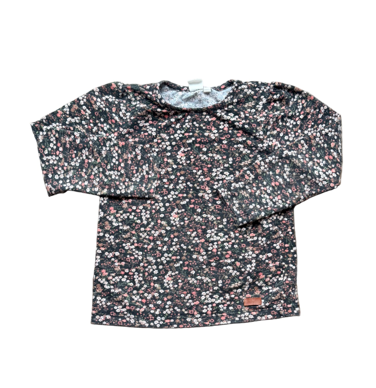 T-shirt enfant 6 ans en jersey à fleurs, col rond, manches longues