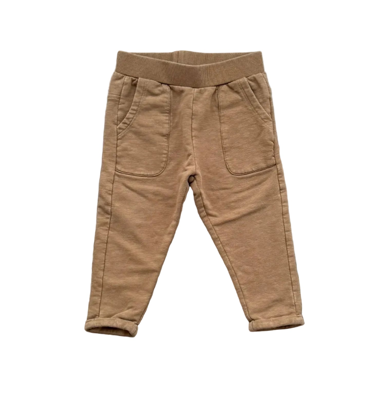 Pantalon bébé marron Minymo 12 mois, taille élastique, poches plaquées