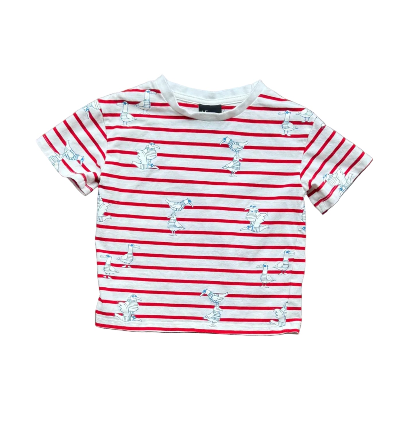 T-shirt rayé rouge/blanc 3 ans, imprimé Le Chat botté