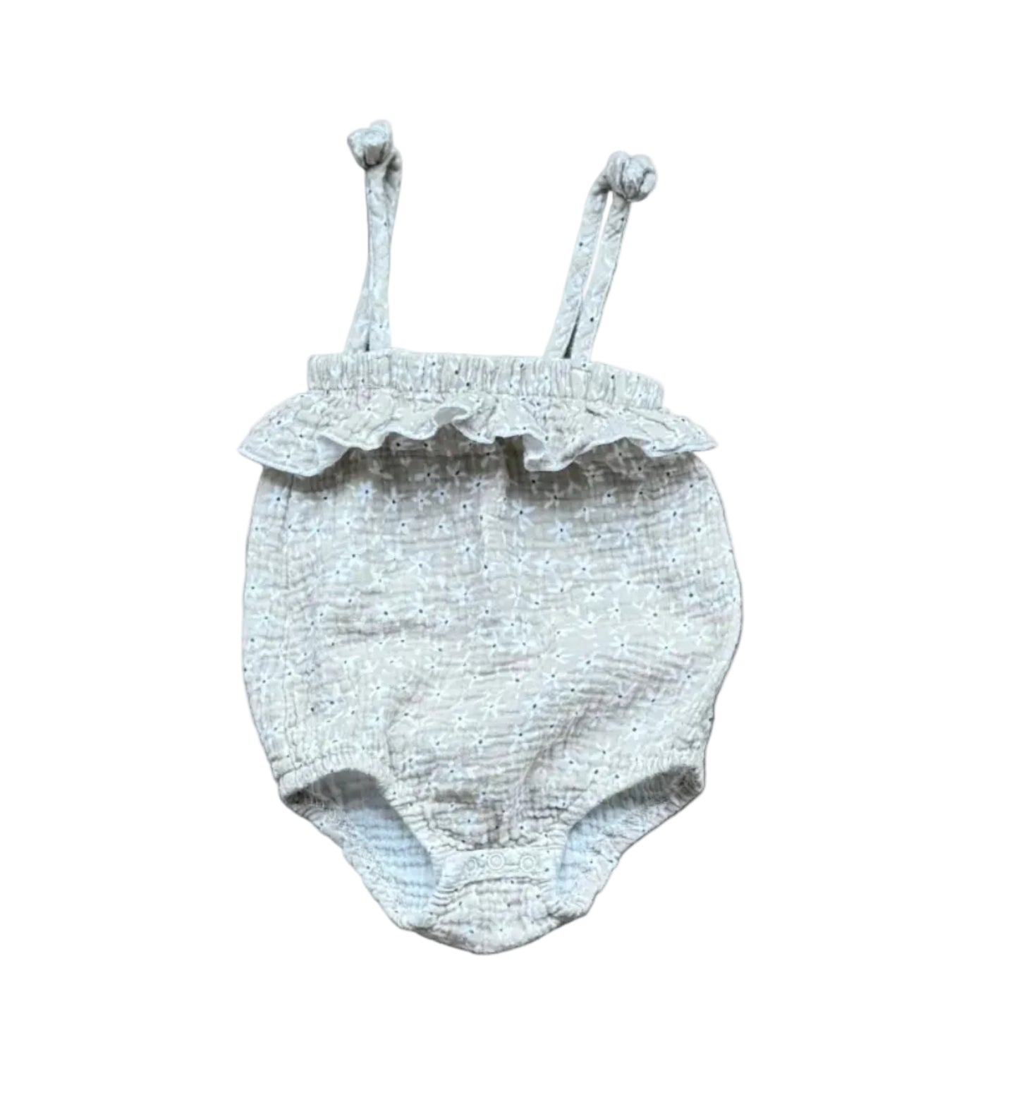 Body bébé 6-9 mois Lila & Jack, bleu clair à bretelles et volants