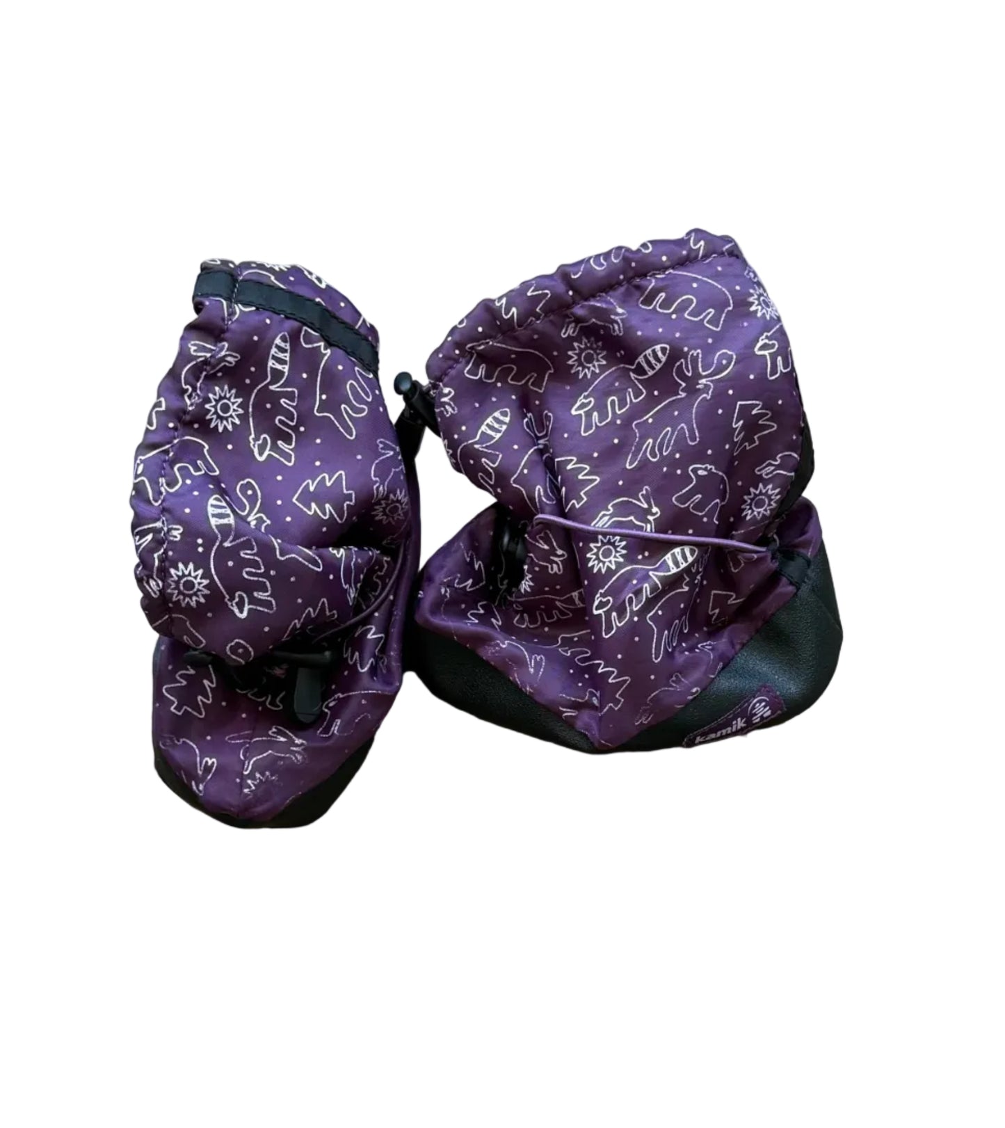 Paire de bottes d’hiver Kamik violettes à motifs animaux, pointures enfant 8-9