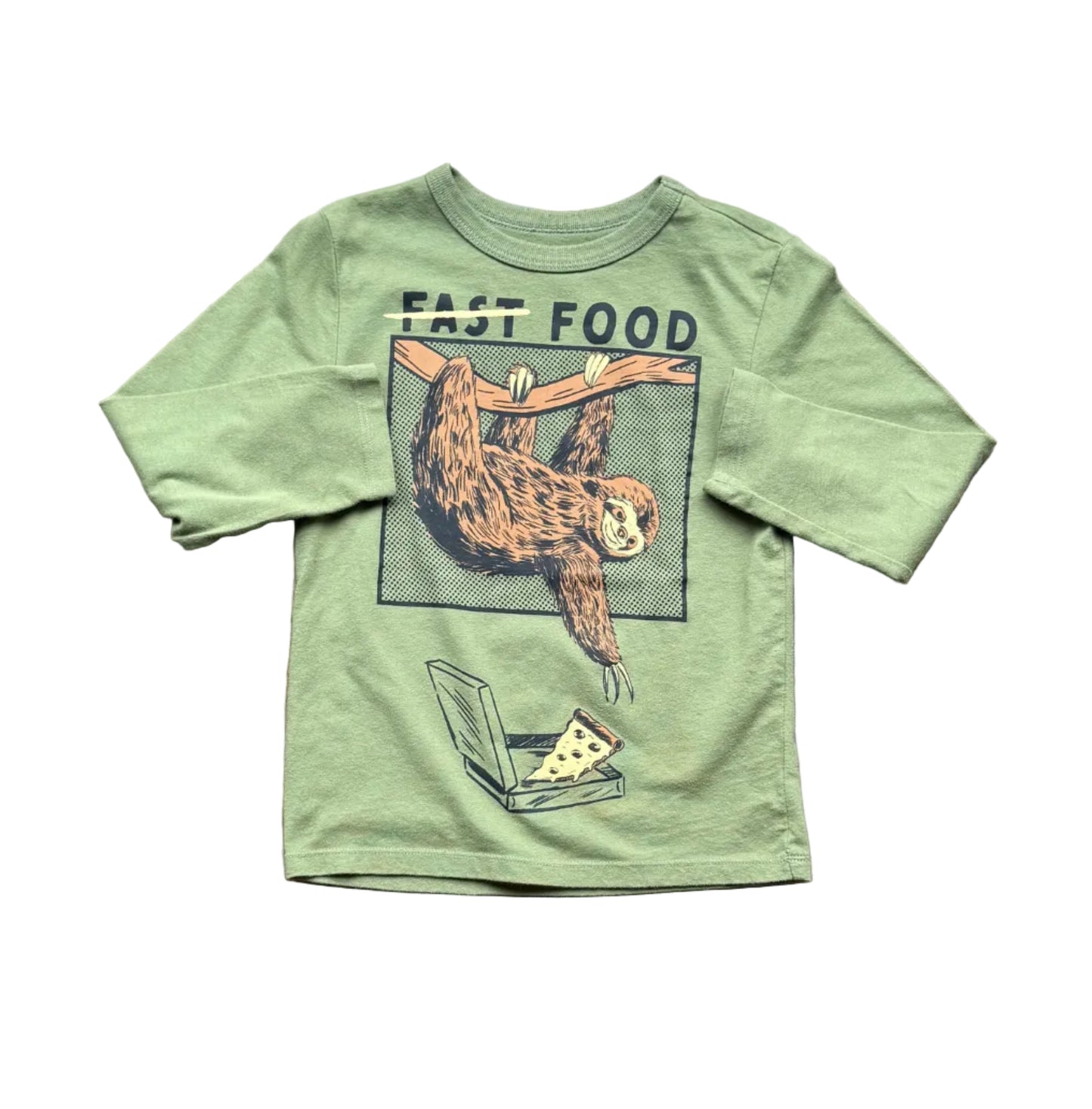 Chandail vert 4 ans avec motif animaux «Fast Food» et illustration