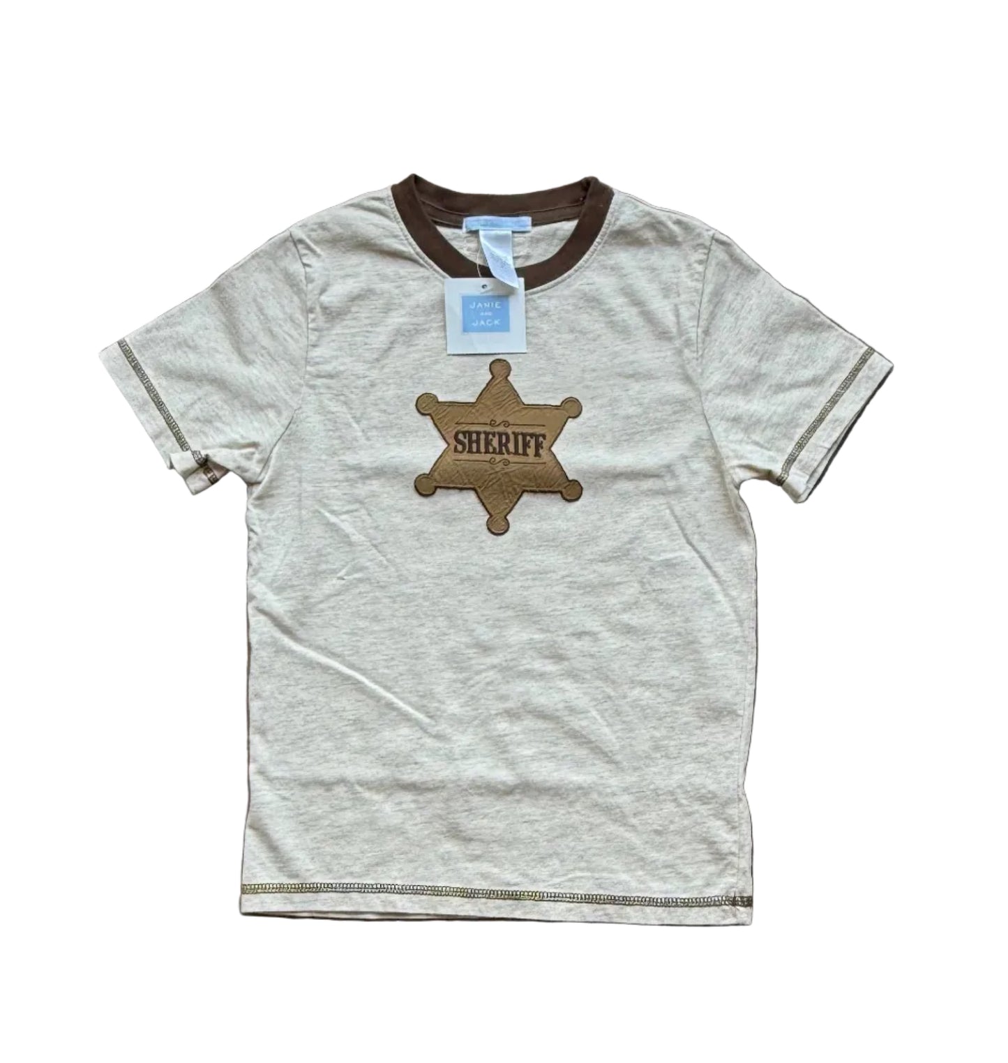 T-shirt enfant beige clair Janie & Jack, manches courtes, col rond, imprimé Sheriff