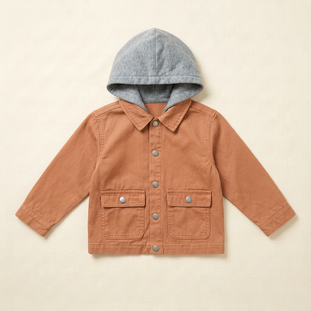 Veste à capuche Zara marron 12-18 mois, boutons et poches