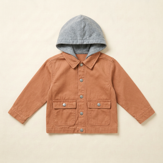 Veste à capuche Zara marron 12-18 mois, boutons et poches