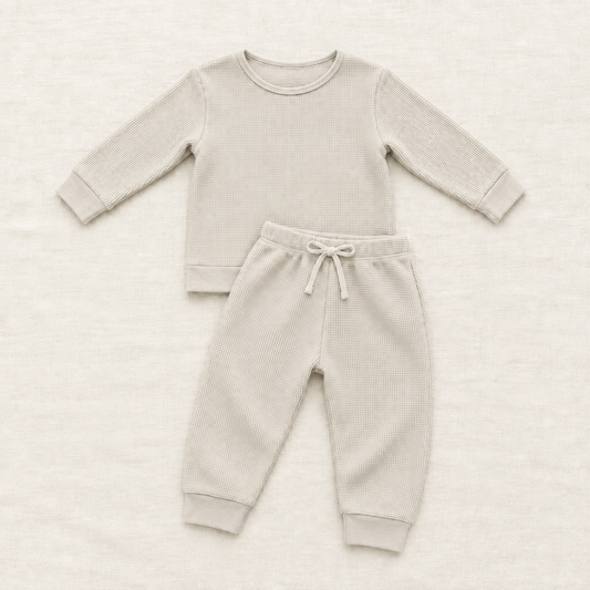 Ensemble deux pièces pour enfant beige : sweat à manches longues et pantalon