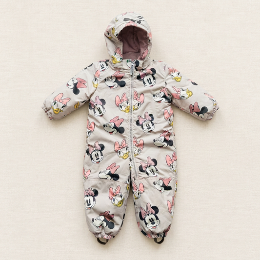 Combinaison de neige bébé à capuche, motifs Mickey et Donald, fermeture zippée