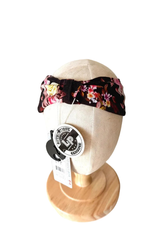 Bandeau bébé noir à fleurs multicolores, motif floral sur bandeau élastique