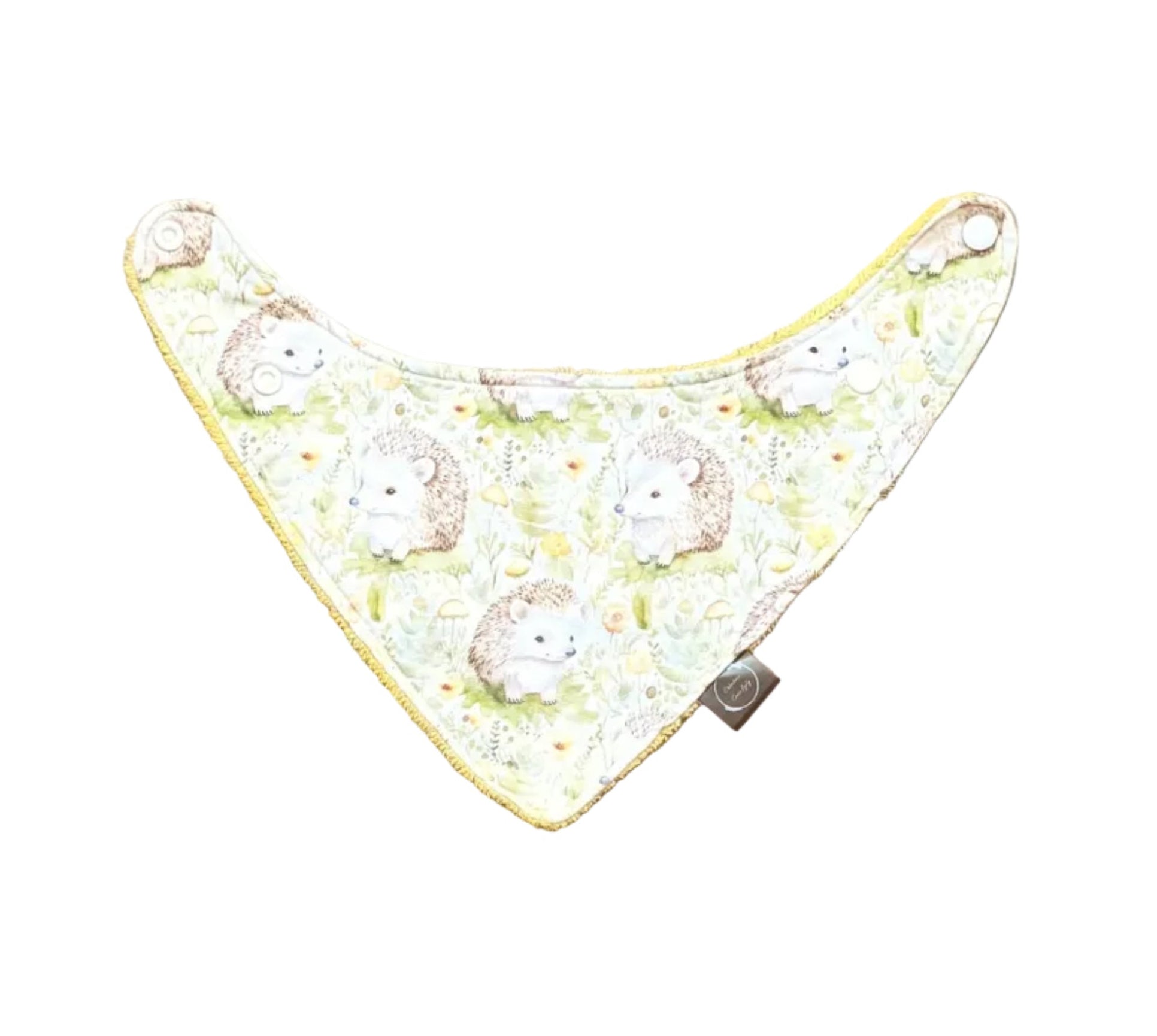 Bavoir bandana Création Coco Lilly à imprimé animaux, bord jaune