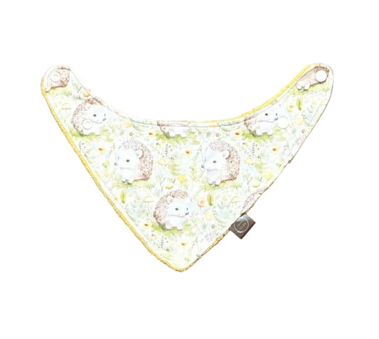 Bavoir bandana Création Coco Lilly à imprimé animaux, bord jaune