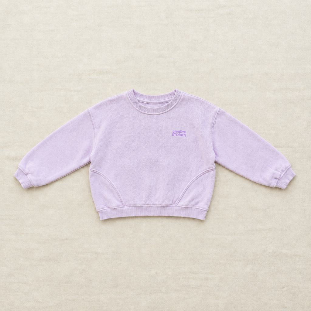 Chandail Zara enfant 3 ans lavande, col rond et logo poitrine discret