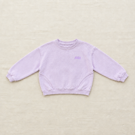 Chandail Zara enfant 3 ans lavande, col rond et logo poitrine discret