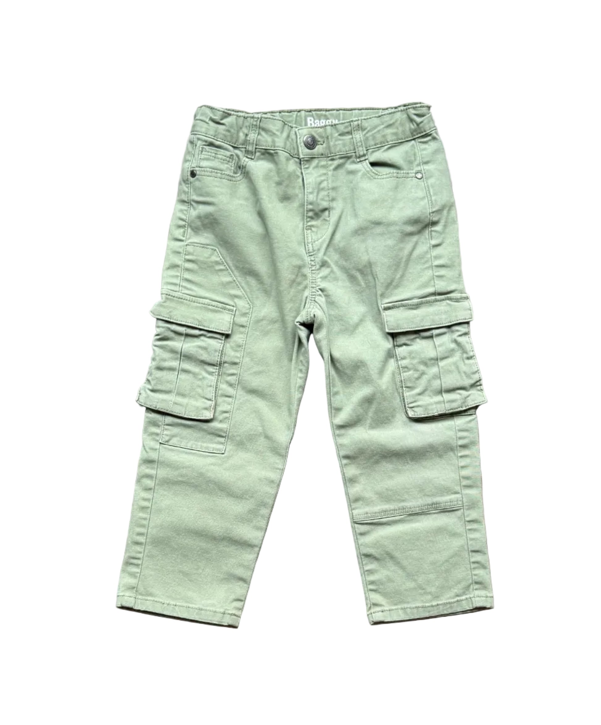 Pantalon cargo enfant vert kaki Tape à l’œil, poches latérales et passants