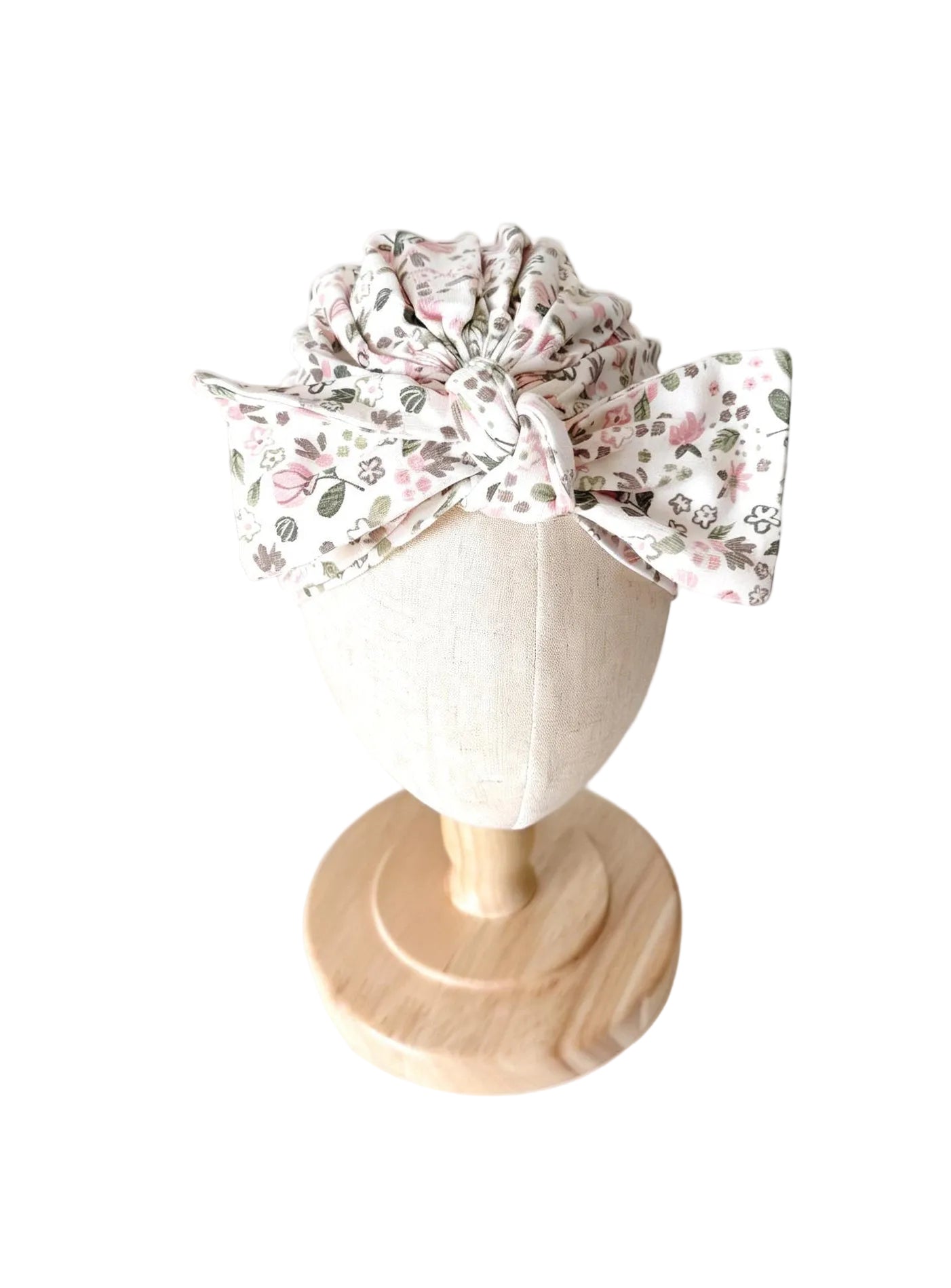 Bonnet Souris Mini en coton à motif floral, nœud sur le dessus