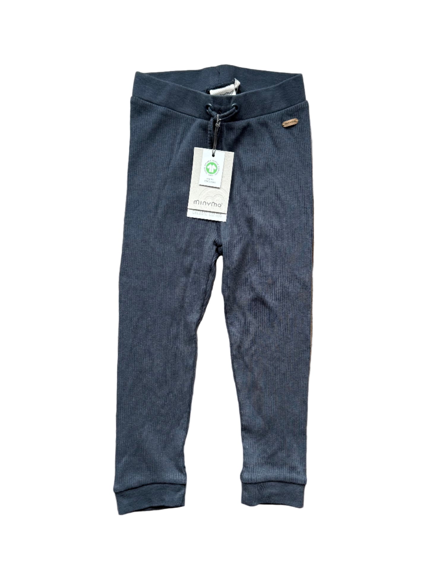 Pantalon Minymo bleu marine 24 mois, taille élastique à cordon, neuf