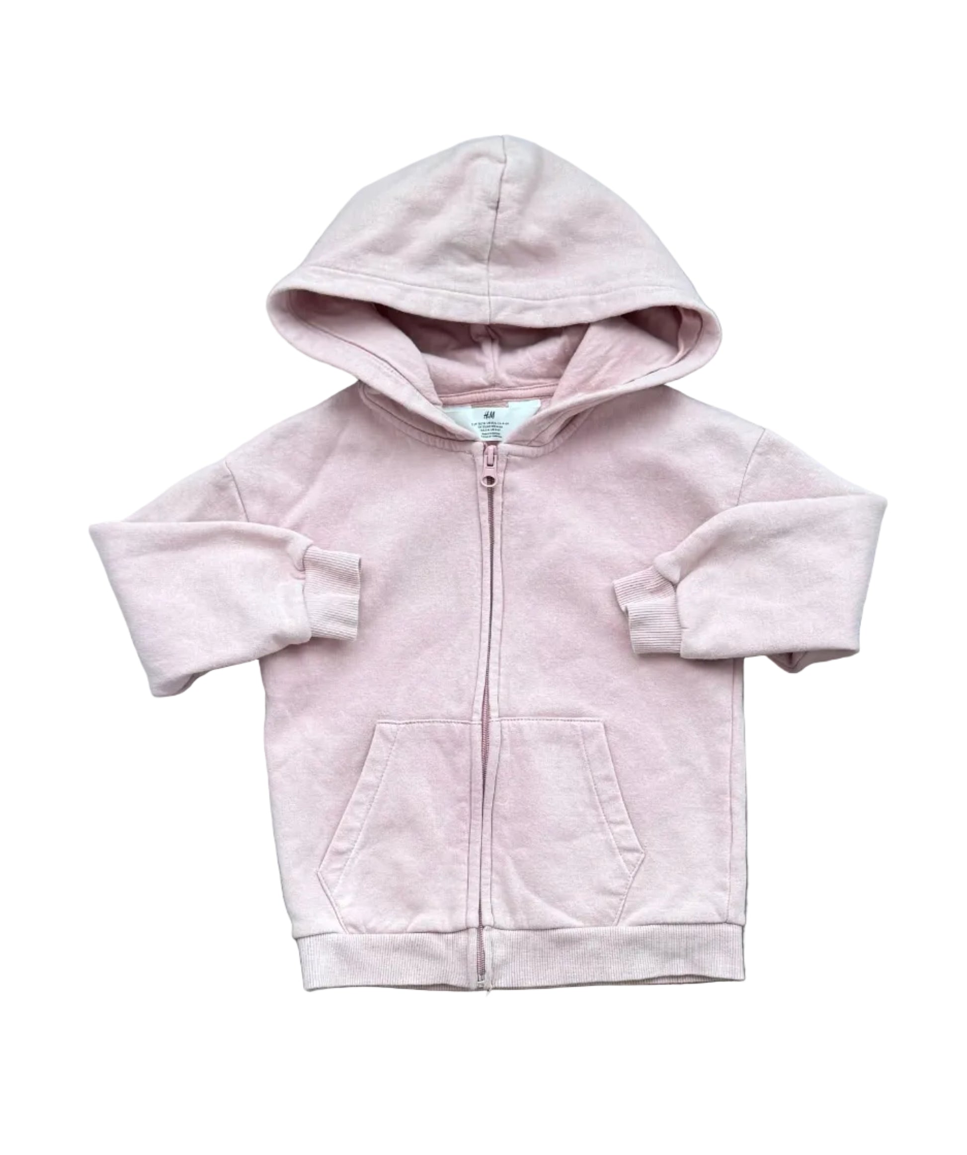 Veste à capuche rose crème pour enfant 4-6 ans, fermeture zippée et poches