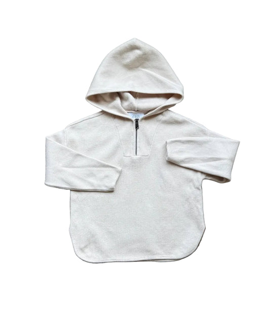 Hoodie Zara enfant crème à capuche avec fermeture zippée et poche kangourou