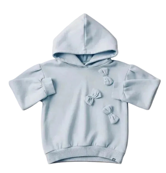 Pull à capuche enfant 7 ans bleu glacier, manches longues, motifs appliqués