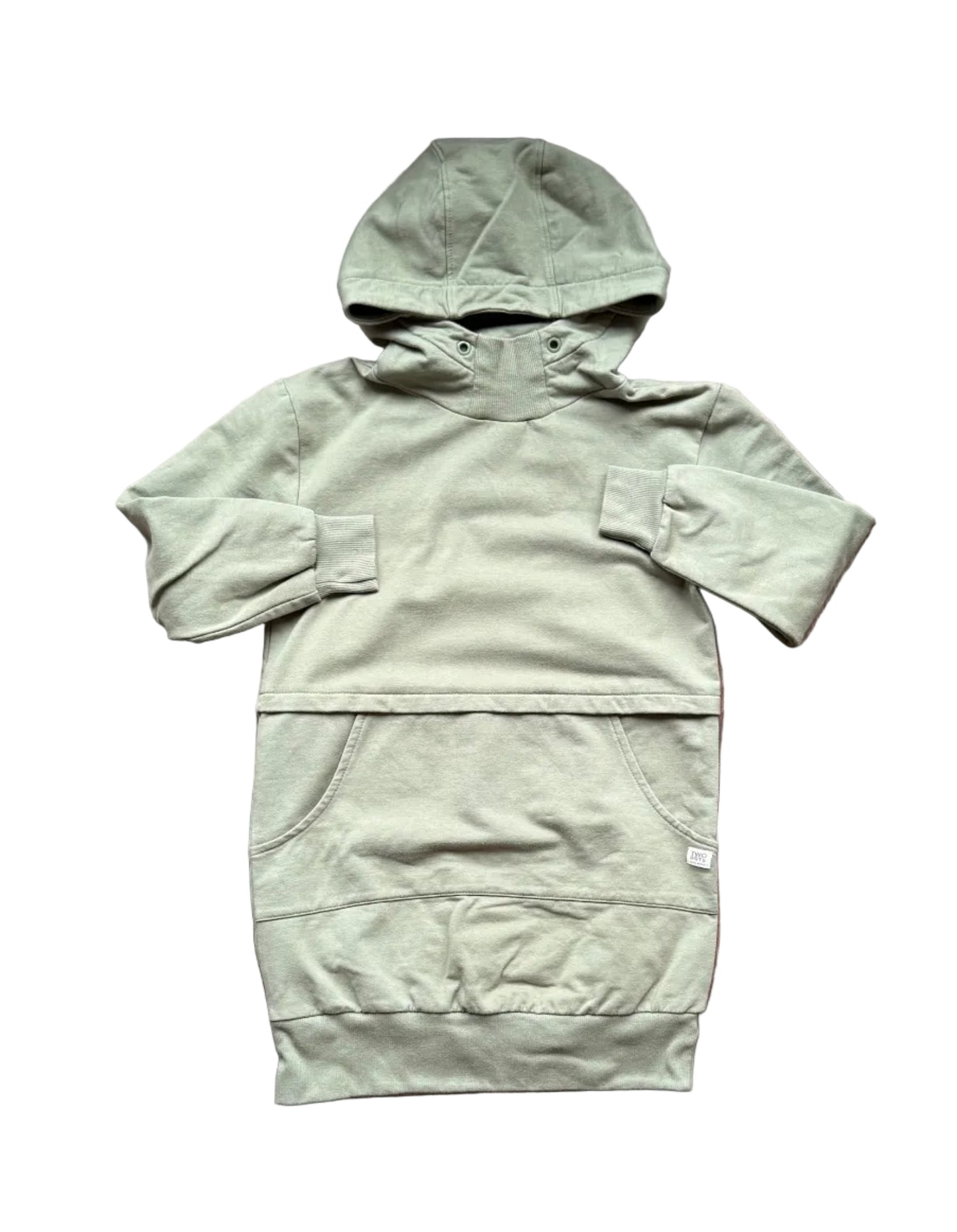 Robe à capuche enfant vert kaki, manches longues, poche kangourou