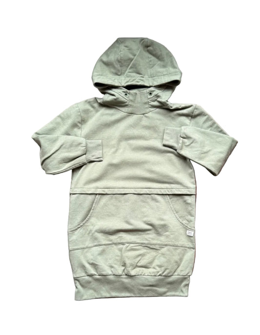 Robe à capuche enfant vert kaki, manches longues, poche kangourou