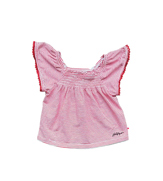 T-shirt rayé Tommy Hilfiger 3 ans à manches volantées, col rond.