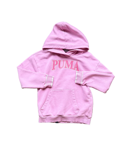 Veste à capuche Puma rose clair pour enfant 9-10 ans, fermeture boutonnée, logo devant.