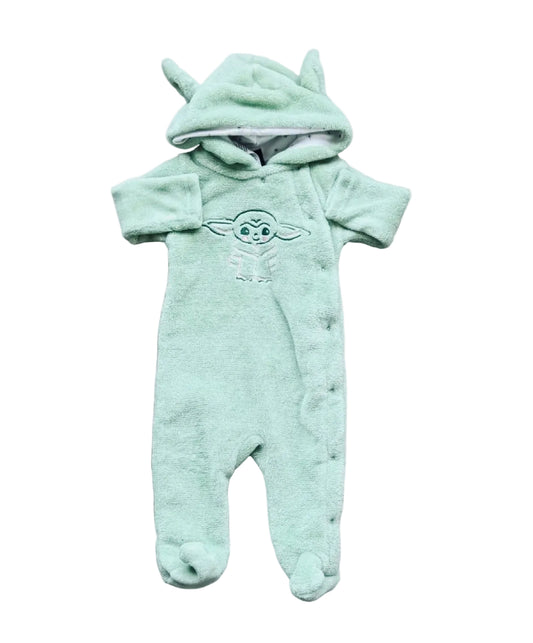 Pyjama grenouillère bébé 6-9 mois vert lime à capuche et motif personnage