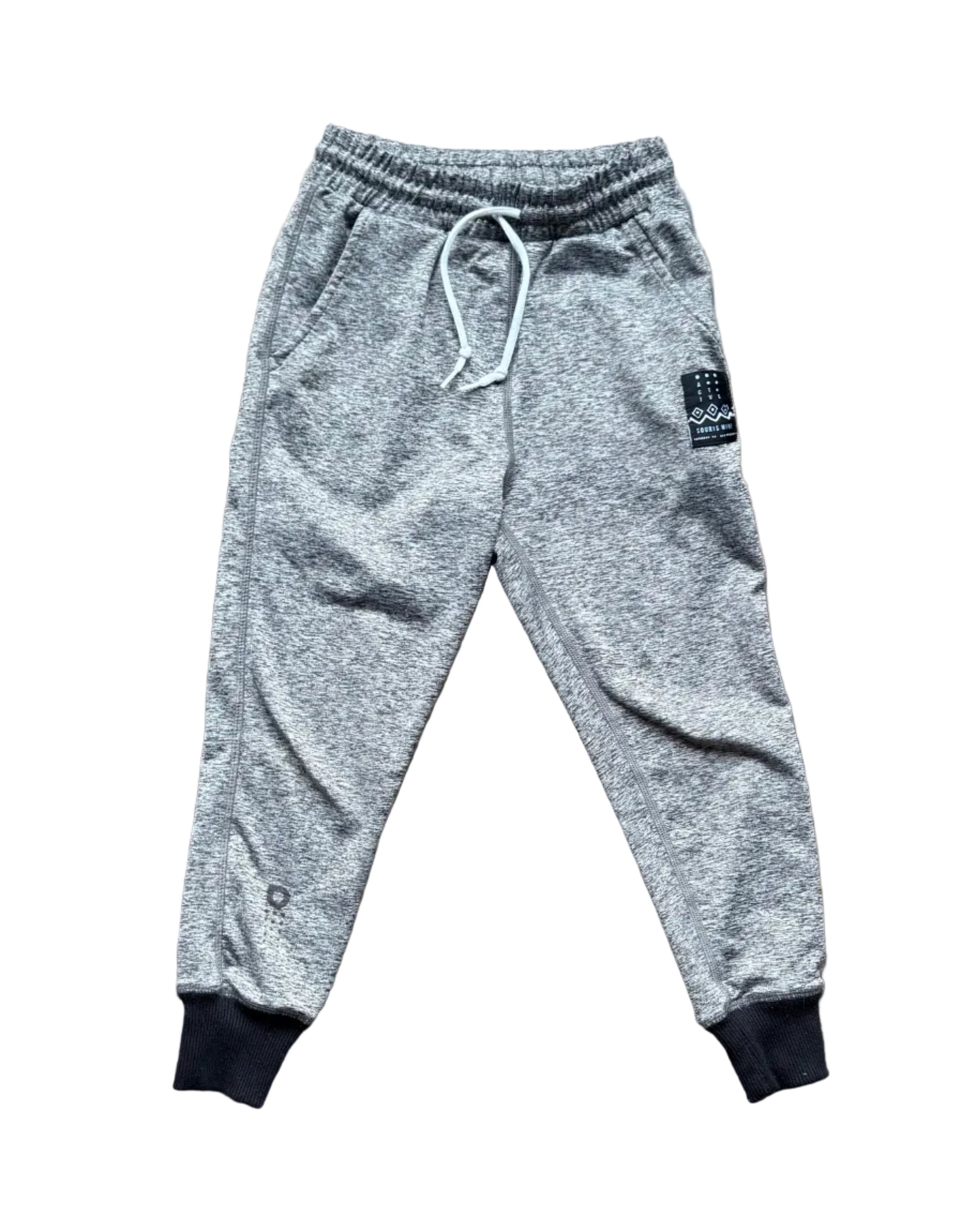 Jogging Souris Mini 4 ans gris, taille élastique à cordon, poches et chevilles côtelées