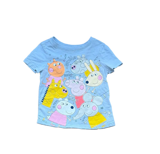 T-shirt bleu 18-24 mois Peppa Pig, imprimé personnages au centre