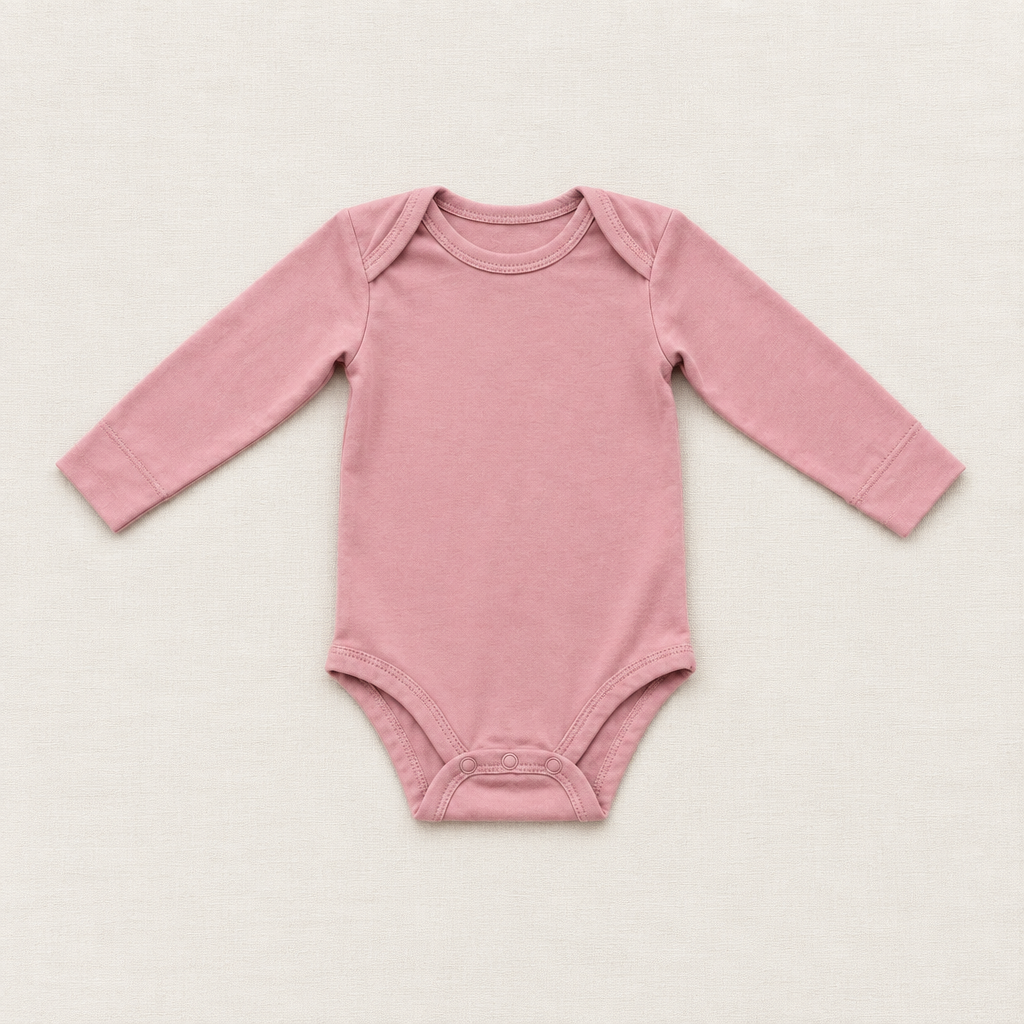 Body bébé cache-couche saumon à manches longues, 6 mois