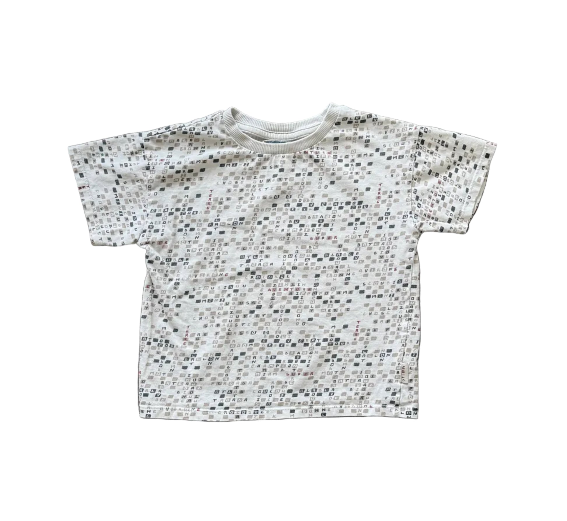 T-shirt 2-3 ans motifs géométriques fond clair, manches courtes