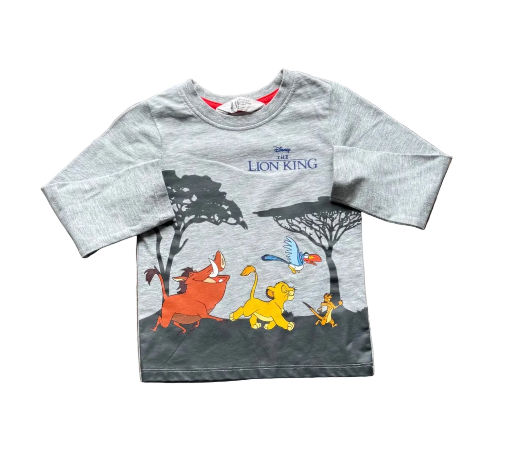 Chandail H&M 18-24 mois gris clair à manches courtes, imprimé Le Roi Lion
