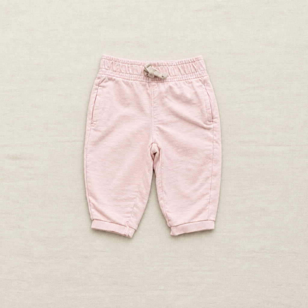 Pantalon de jogging Carter’s bébé rose, taille élastique, chevilles côtelées