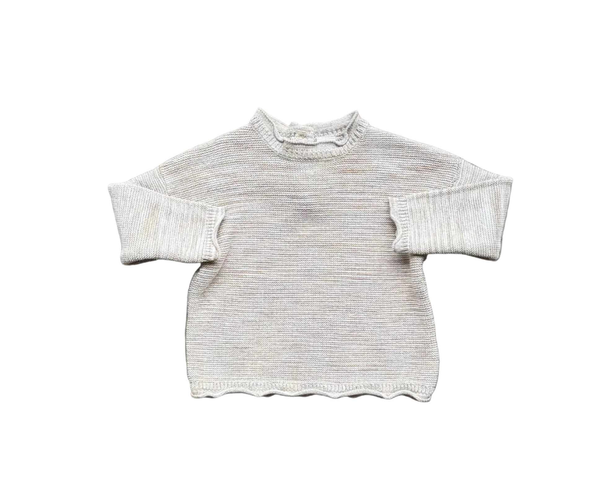 Chandail H&M bébé beige en maille, manches longues, col et poignets côtelés