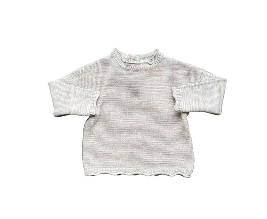 Chandail H&M bébé beige en maille, manches longues, col et poignets côtelés