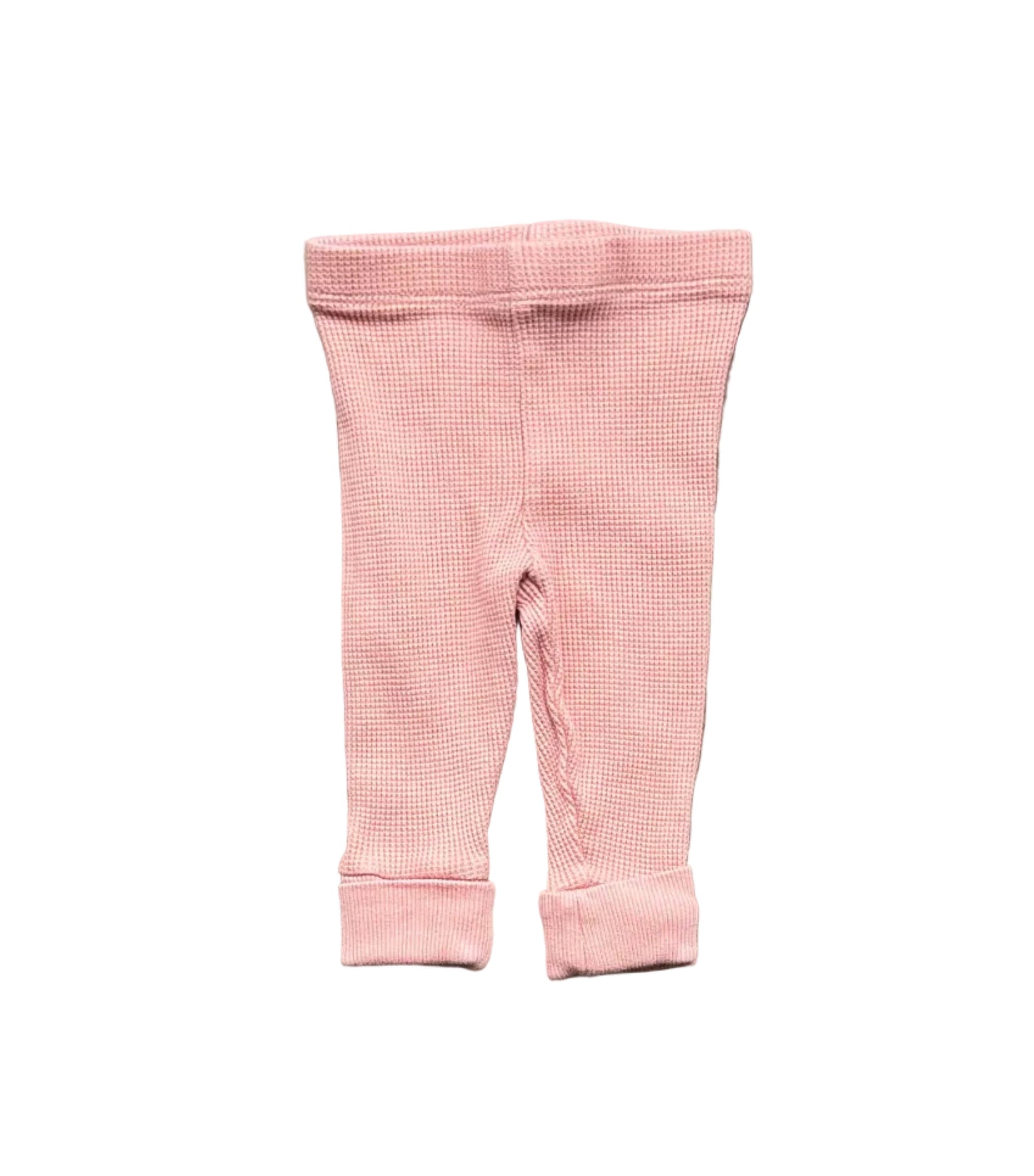 Legging bébé 3-6 mois rose crème, taille élastique et chevilles côtelées