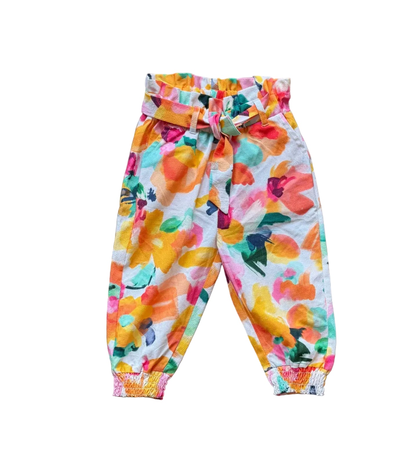 Pantalon bébé 18 mois multicolore à motifs, taille élastique avec cordon